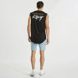 KISS CHACEY Misfit Dual Curved Muscle Tee - Jet Black