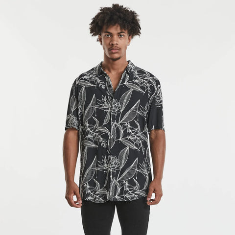 NENA AND PASADENA Salute Relaxed Fit S/S Shirt - Black/White Print